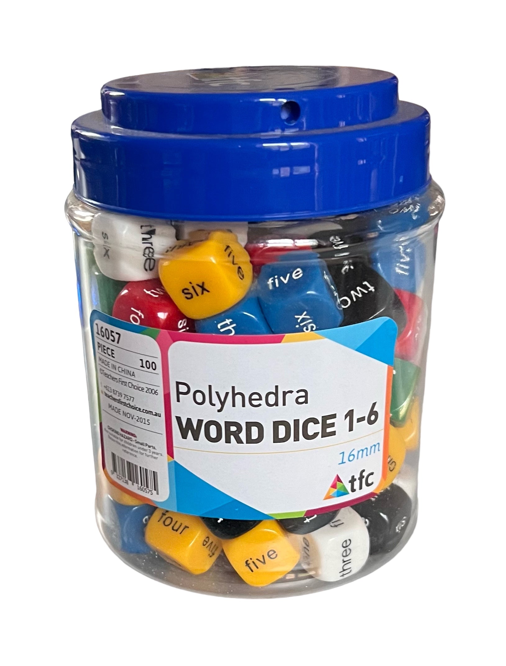 Multipack Dice -Tub of Six Sided Dice with Number Words One to Six - D6