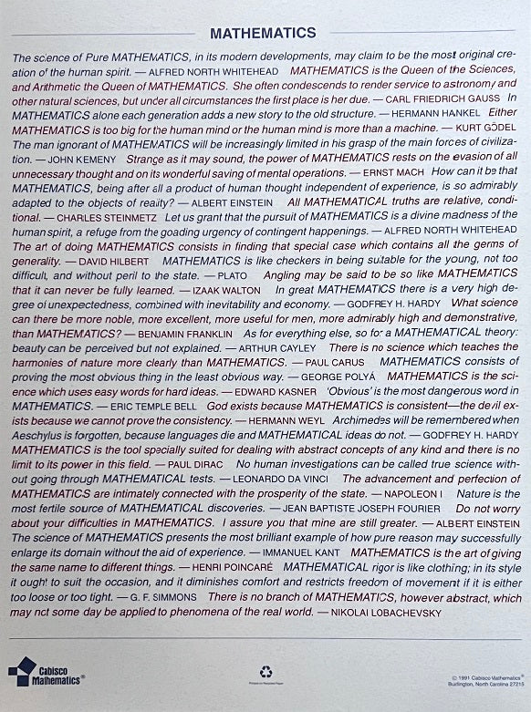 File About Math Definitions of Mathematics Poster - Laminated - from Cabisco – TarquinGroup