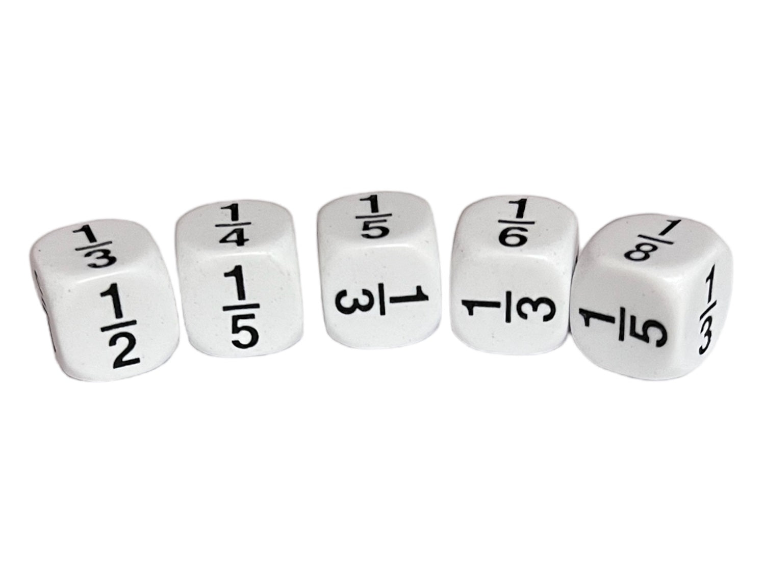 Dice - Fractions Dice (1/2, 1/3, 1/4, 1/5, 1/6, 1/8)